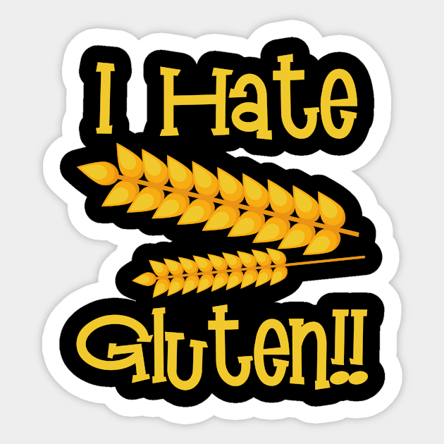 Gluten free t shirt i hate gluten quote   angry sushi roll Sticker by SkivingtonAllanss